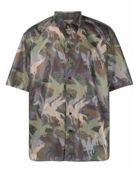 Chemise à manches courtes camouflage olive Etro
