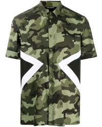 Chemise à manches courtes camouflage olive Neil Barrett