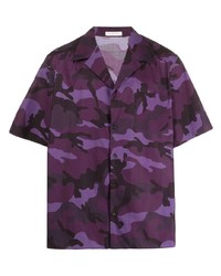 Chemise à manches courtes camouflage pourpre foncé Valentino