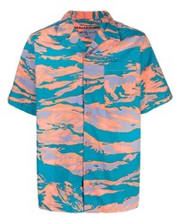 Chemise à manches courtes camouflage turquoise