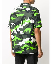 Chemise à manches courtes camouflage vert foncé Valentino