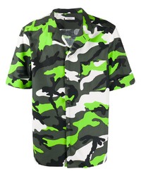 Chemise à manches courtes camouflage vert foncé Valentino