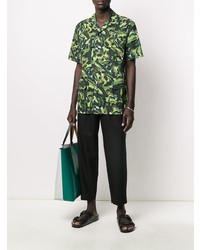 Chemise à manches courtes camouflage verte Marni