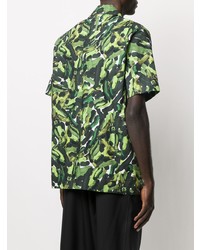 Chemise à manches courtes camouflage verte Marni