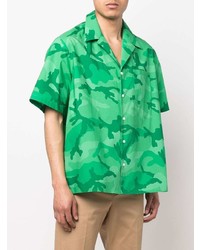 Chemise à manches courtes camouflage verte Valentino