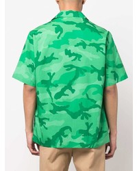 Chemise à manches courtes camouflage verte Valentino