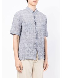 Chemise à manches courtes écossaise bleu clair YMC