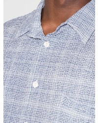 Chemise à manches courtes écossaise bleu clair YMC