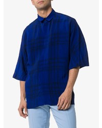 Chemise à manches courtes écossaise bleue Haider Ackermann