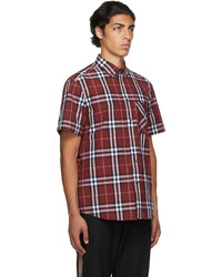 Chemise à manches courtes écossaise bordeaux Burberry