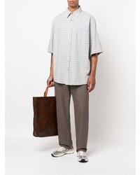 Chemise à manches courtes écossaise grise Acne Studios