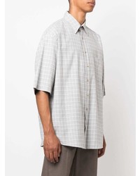 Chemise à manches courtes écossaise grise Acne Studios