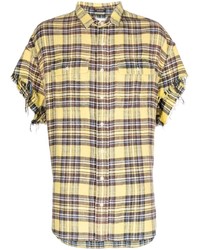 Chemise à manches courtes écossaise jaune R13