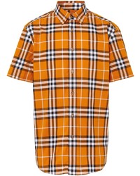 Chemise à manches courtes écossaise orange Burberry