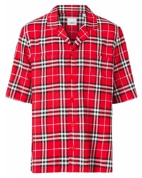 Chemise à manches courtes écossaise rouge Burberry
