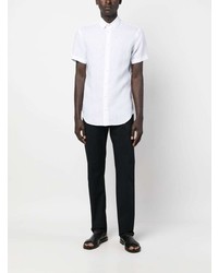 Chemise à manches courtes en chambray blanche Giorgio Armani