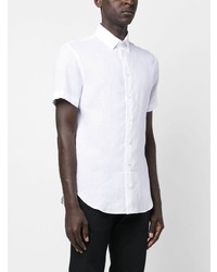 Chemise à manches courtes en chambray blanche Giorgio Armani
