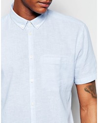 Chemise à manches courtes en chambray bleu clair Minimum