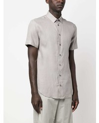 Chemise à manches courtes en chambray grise Giorgio Armani