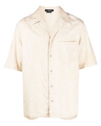 Chemise à manches courtes en chambray imprimée beige