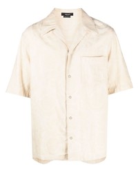 Chemise à manches courtes en chambray imprimée beige Versace