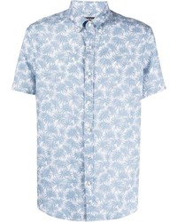 Chemise à manches courtes en chambray imprimée bleu clair Michael Kors