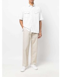 Chemise à manches courtes en denim blanche Sacai