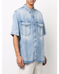 Chemise à manches courtes en denim bleu clair Isabel Marant