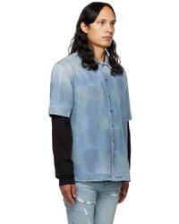 Chemise à manches courtes en denim bleu clair RtA