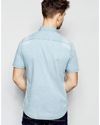 Chemise à manches courtes en denim bleu clair