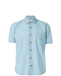 Chemise à manches courtes en denim bleu clair Cerruti 1881