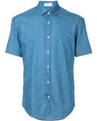 Chemise à manches courtes en denim bleu clair Cerruti