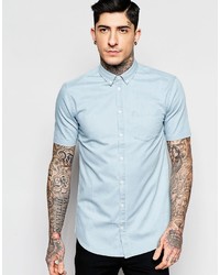 Chemise à manches courtes en denim bleu clair