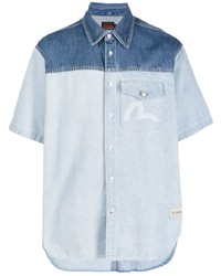 Chemise à manches courtes en denim bleu clair Evisu