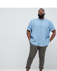 Chemise à manches courtes en denim bleu clair Jacamo
