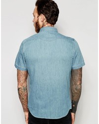 Chemise à manches courtes en denim bleu clair Lee