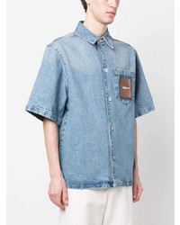 Chemise à manches courtes en denim bleu clair Axel Arigato