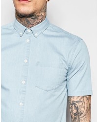 Chemise à manches courtes en denim bleu clair