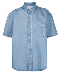 Chemise à manches courtes en denim bleu clair Nanushka