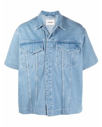 Chemise à manches courtes en denim bleu clair Nanushka