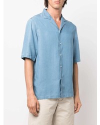 Chemise à manches courtes en denim bleu clair Officine Generale