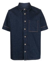 Chemise à manches courtes en denim bleu marine A.P.C.