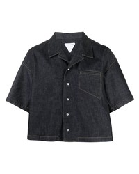 Chemise à manches courtes en denim bleu marine Bottega Veneta