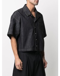 Chemise à manches courtes en denim bleu marine Bottega Veneta