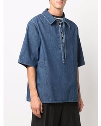 Chemise à manches courtes en denim bleu marine Valentino