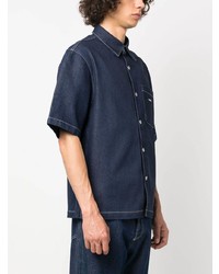 Chemise à manches courtes en denim bleu marine Sandro