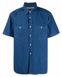 Chemise à manches courtes en denim bleu marine Tommy Hilfiger