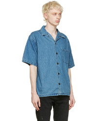 Chemise à manches courtes en denim bleue Frame
