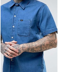 Chemise à manches courtes en denim bleue Lee