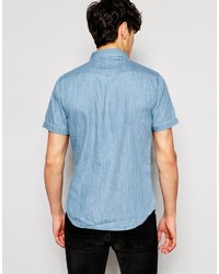 Chemise à manches courtes en denim bleue Lee